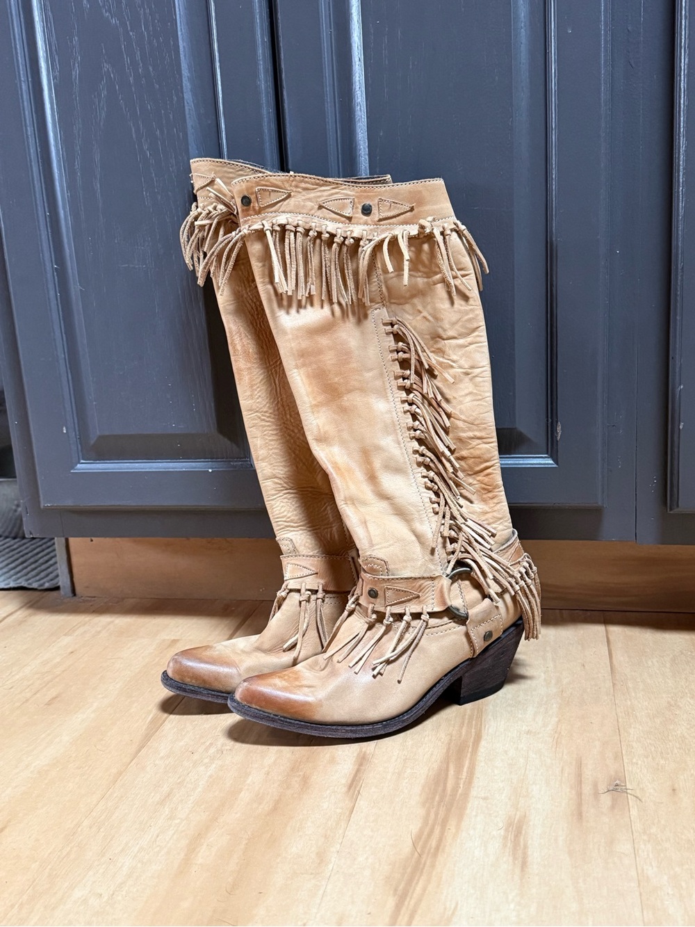 Fringe Knee-High Leather Boots